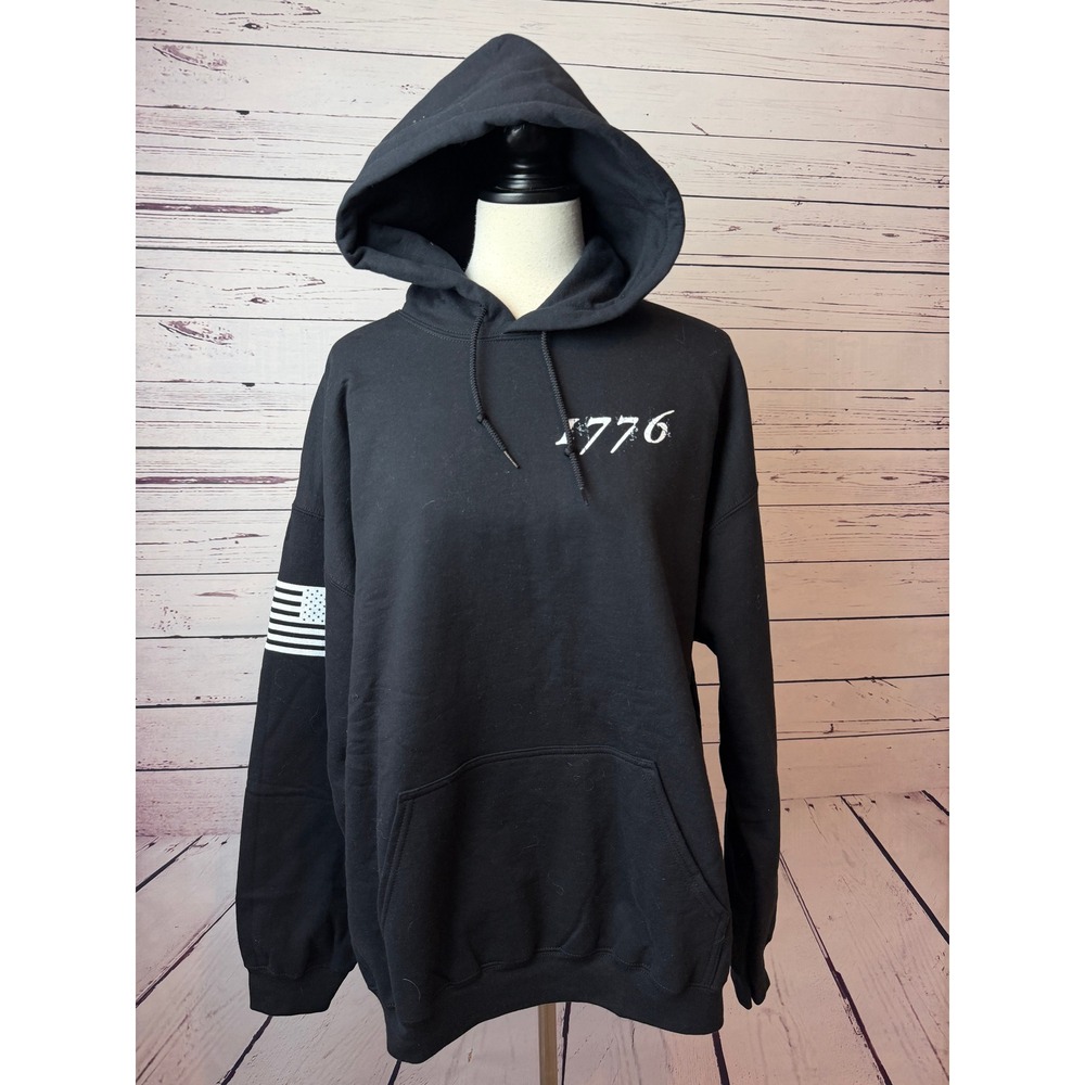 Grunt Style Hoodie Sweatshirt XL Mens Extra Large Black Pullover‎ NWT USA Flag